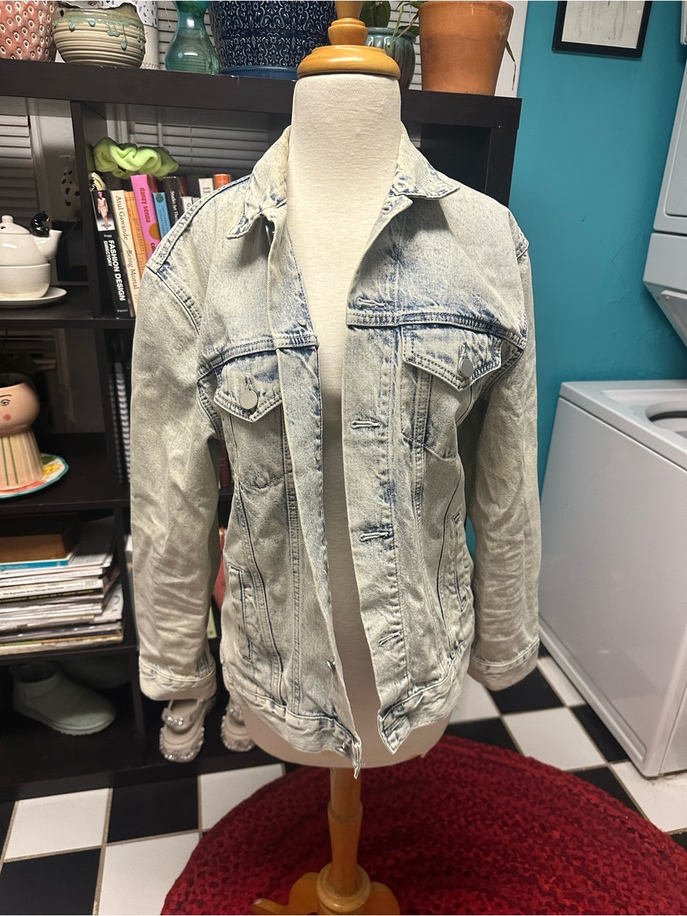 BDG Light Gray Denim Jacket with Black Label